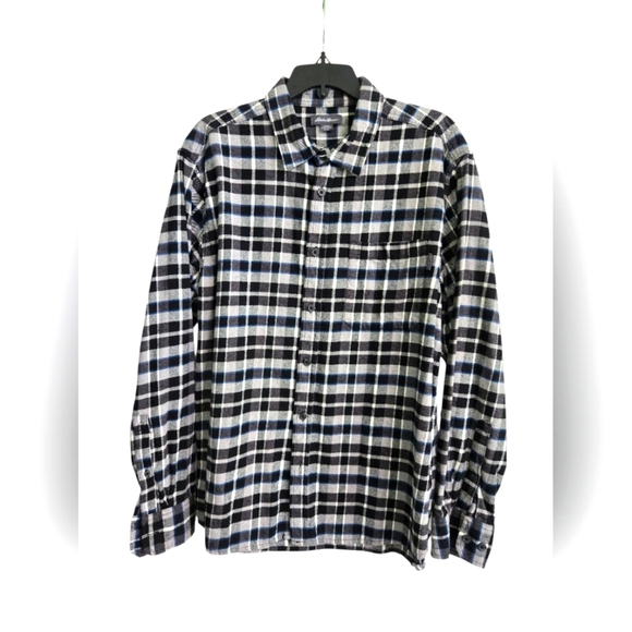 Eddie Bauer Black and White Checkered Flannel Long Sleeve Button Up Size XL - Picture 1 of 6